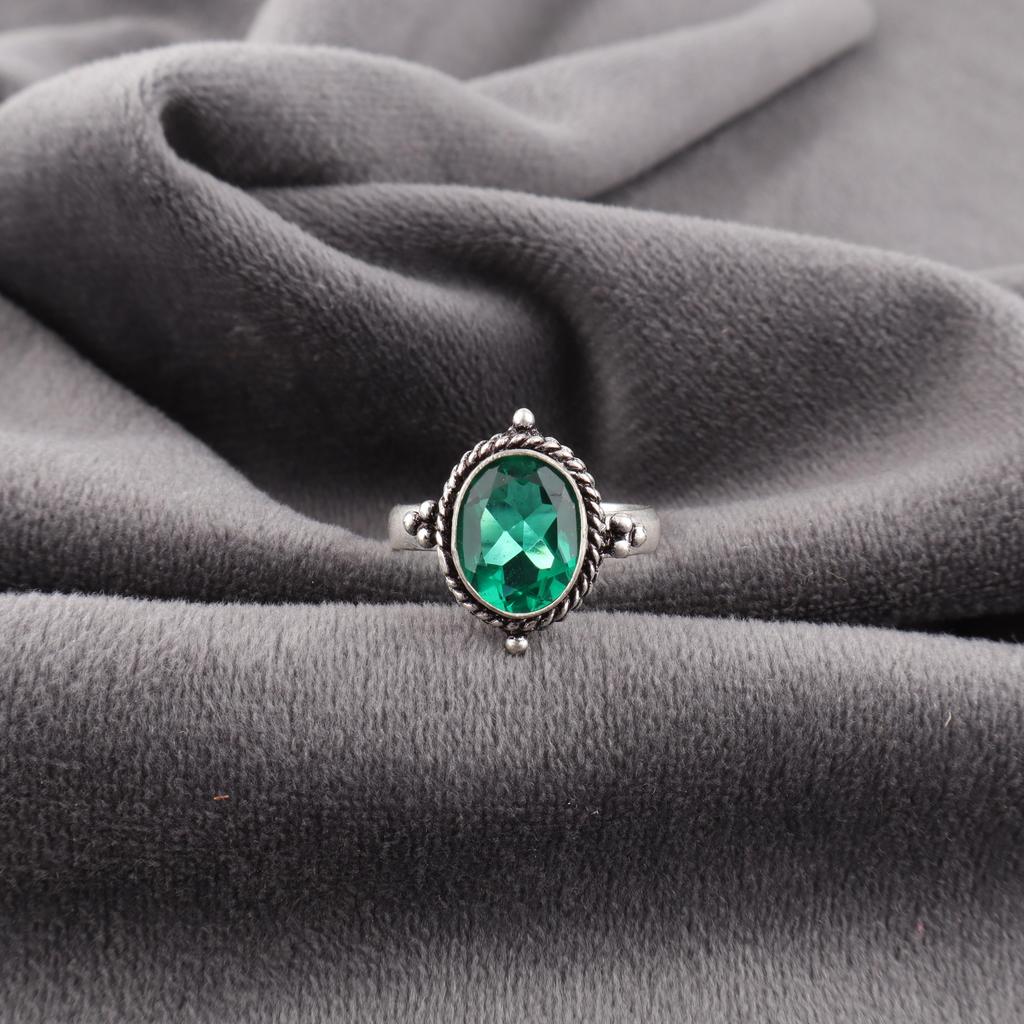 Gröna Smaragd Smycken, 925 Sterlingsilver Smycken, Handgjord Silverring, Vacker Ring Intuition Ädelsten För Jubileumspresent