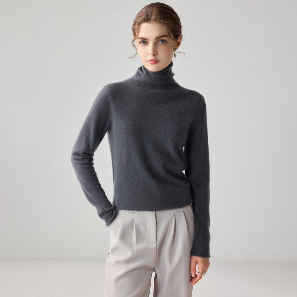 Women's Cashmere High-Neck Loose Pullover Knit Sweater