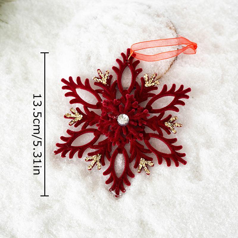 Gold Powder Red Christmas Decoration Flocking Pendant Bow Wreath Christmas Tree Hanging Ornament Xmas New Year Party Home Decor