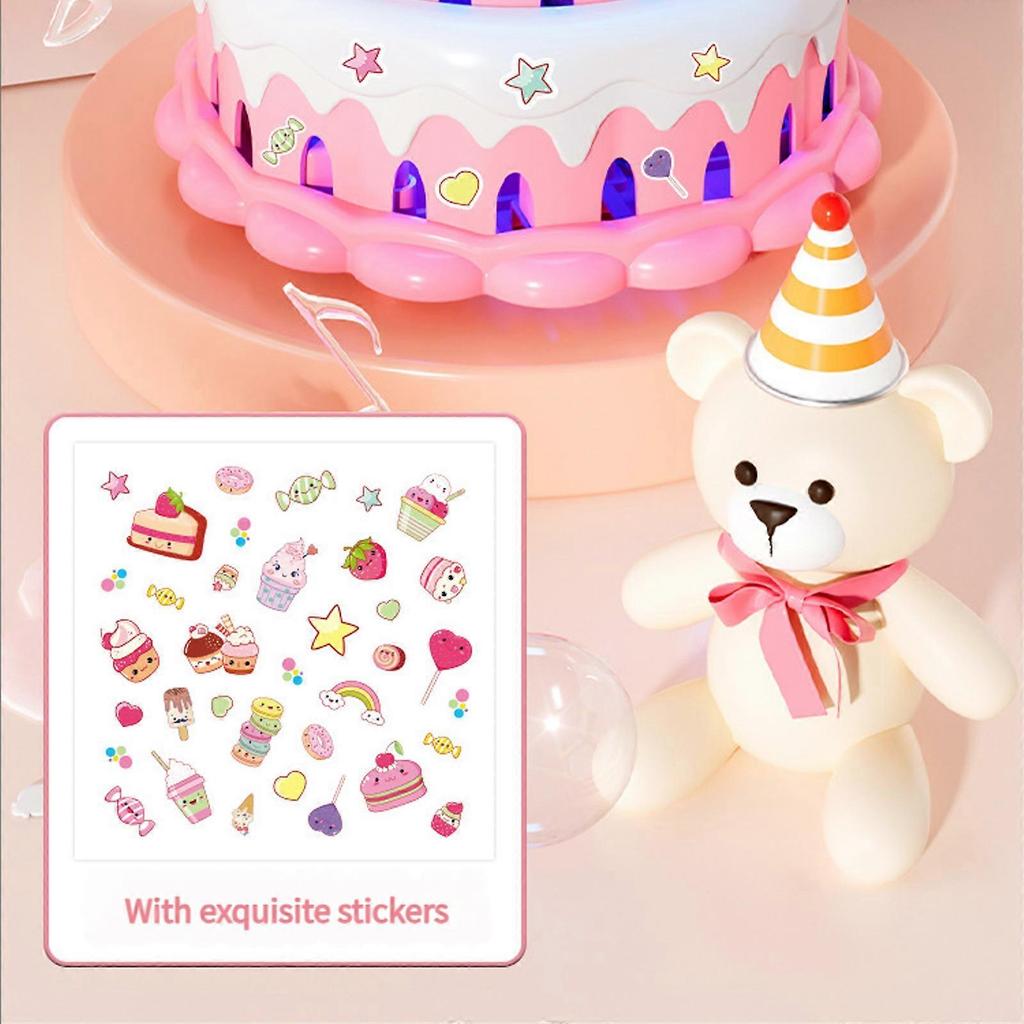 Cake Shape Bubble Machine Automatic Bubble Blowing Toy For Kids Outdoor Play Bubble Maker Toy for Birthday Celebration  Yellow