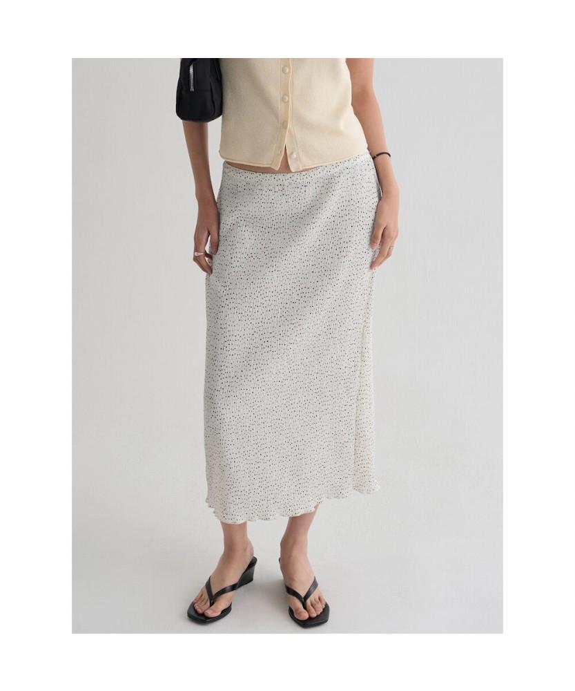 8SECONDS Pleated Dot Long Skirt White
