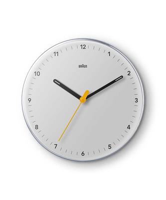 Reloj de pared analógico BRAUN blanco, diámetro 23 cm, BC26W (marrón)