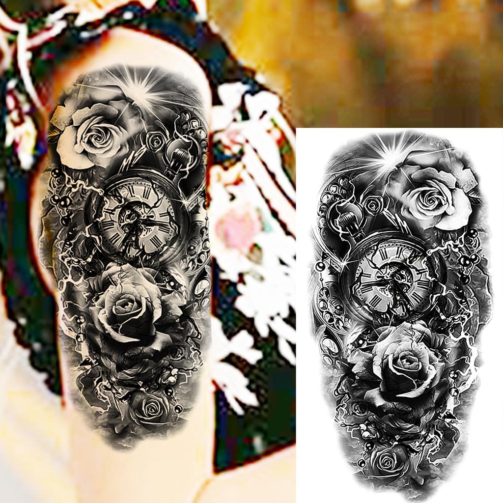 Scorpion Rose Flower Temporary Tattoos For Women Adults Realistic Vampire Wolf Scary Snake Crown Fake Tattoo Sticker Arm Tatoos