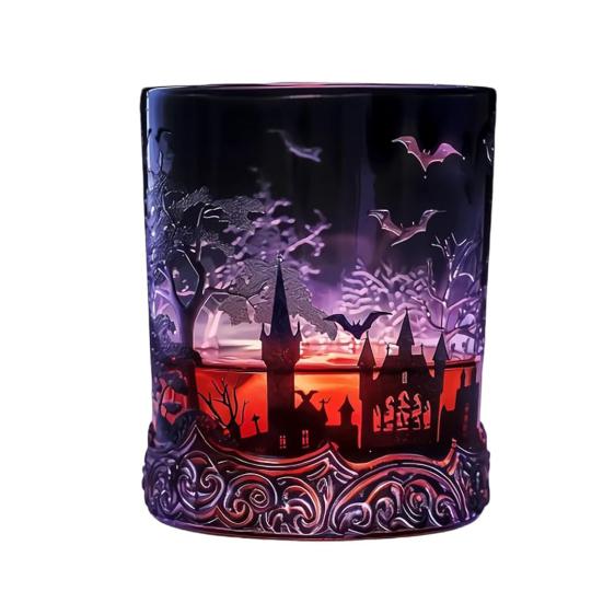 Gotiske vampyrer Whiskeykaraffel Glass Likørflaske med Flaggermus Slott Design Halloween Bar Dekor for Bourbon