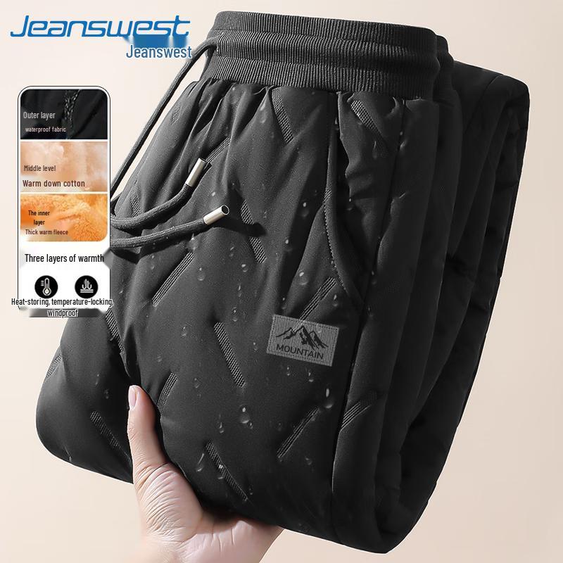Jeanswest Men's Winter Fleece-Lined Water-Repellent Casual Pants