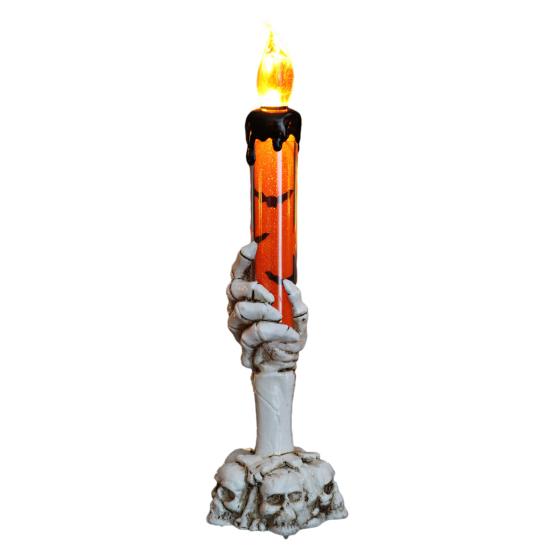 Vintage Style Halloween Ornaments LED Ghost Candle Light, Spooky Hand Lamp Flameless Flickering Lamps Tabletop Decor, Horror Light for Party