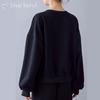 Pearl Sweatshirt Volume Round Loose [Blue Beryl] [Limited Stock] [Blue Beryl] Women's Pullover, Sleeves, Neck, Off-the-Shoulder, Fit, Black,