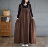 Korean Style Spring Autumn Winter Women Midi Dress Plus Size Suspender Brown Blue Green Casual Loose Sleeveless Dress Stylish Baggy Denim Dress