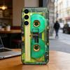 Retro Cassette Pattern Plating Phone Case For Samsung Galaxy A73,A72,A71,A70,A53,A52,A51,Others Soft Black Cover