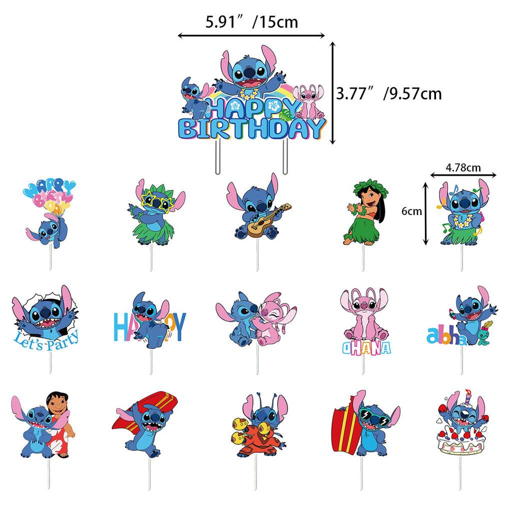 Birthday Stitch Theme Cake Inserts Set With Paper Decor For Events Celebration