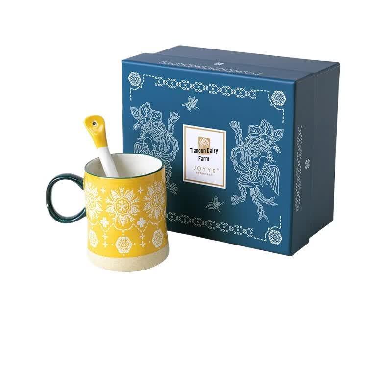 JOYYE Way of Flowers Ceramic Mug with Spoon