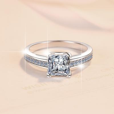 D-Farbe 1,2 ct Moissanitring für Frauen Sterling Silber Ring Schmuck Verlobungsring Diamantring Ehering Geschenk für Freundin