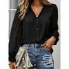 IHUASU Women's Fashion Casual Solid Color Print V-Neck Long Sleeve Blouses & Shirts