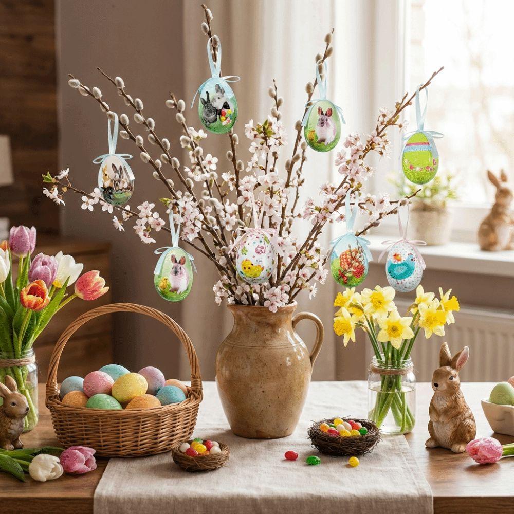 Colorful Easter Eggs Pendant DIY Craft Easter Egg Props Hanging Easter Egg  Spring Decor