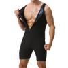 Combinaison Sauna Homme Gainant Body de Course Sweat à Fermeture Éclair Entraînement avec Short Maillot de Corps Fitness Musculation Combinaison d'Exercice Débardeur Combinaison