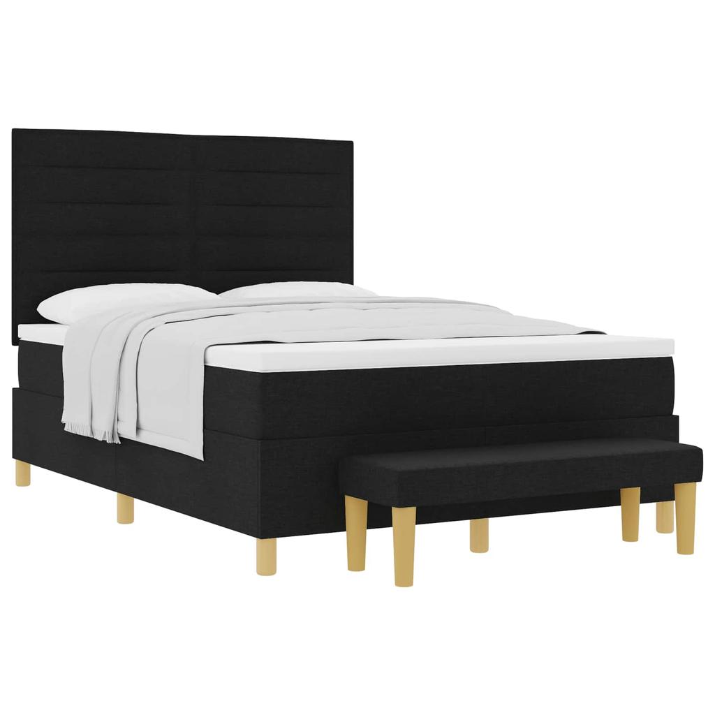 Box spring Bed with Headboard Black 190 x 140 cm Fabric