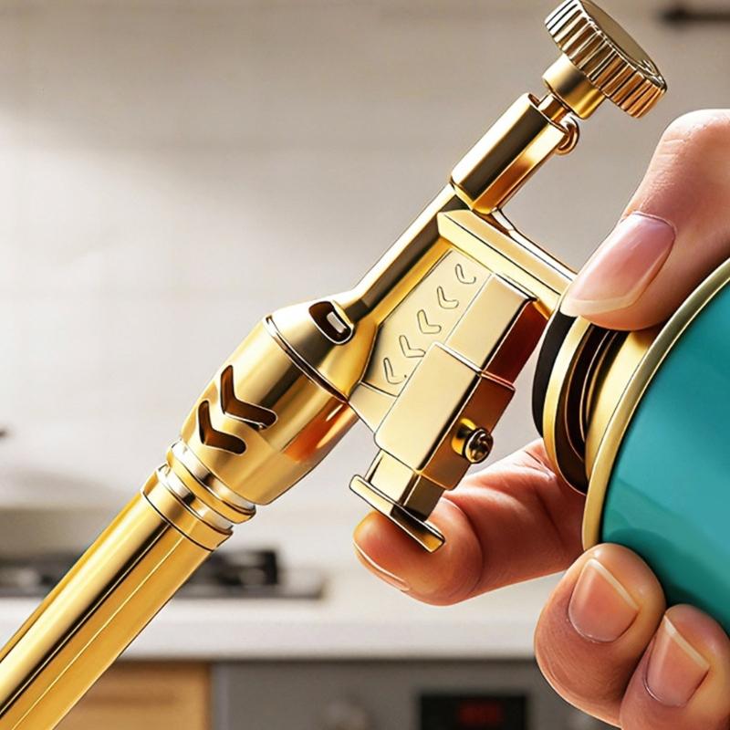 Cartridge Gas Torch with Electronic Ignition and Adjustable Flame Control Up To 1300°C Featuring Fast Change Canister Interfaces and Heat Resistant