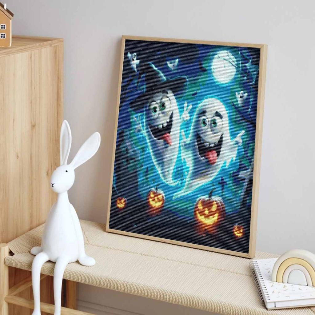 Halloween 5D DIY Diamond Art Painting Kit Cute Ghost Pumpkin Home Wall Decor Handmade Gift Holiday Art Craft Full Drill Set
