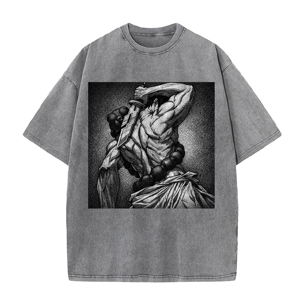 Manga Jujutsu Kaisen T Shirt Fushiguro Toji Printed Washed Tshirt Summer Casual Short Sleeve Cotton Tees Tops Men Clothing