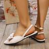 Fashion Sweet Bowknot Daily Shoes For Ladies Pointed Toe White Sandals Women 2025 Summer Comfortable Flat Heels Shoes Women