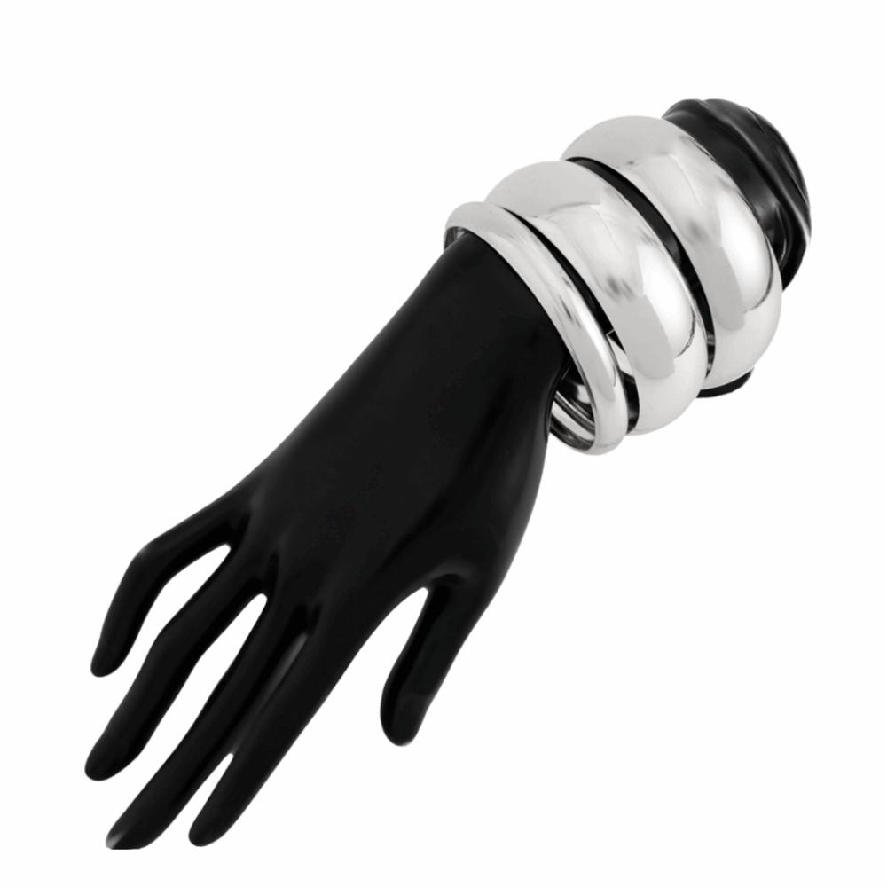 

3/4/6/8Pcs Vintage Exaggerated Cuff Bracelet Chunky Smooth Bracelet Set Hand Jewelry 3Pcs White 2