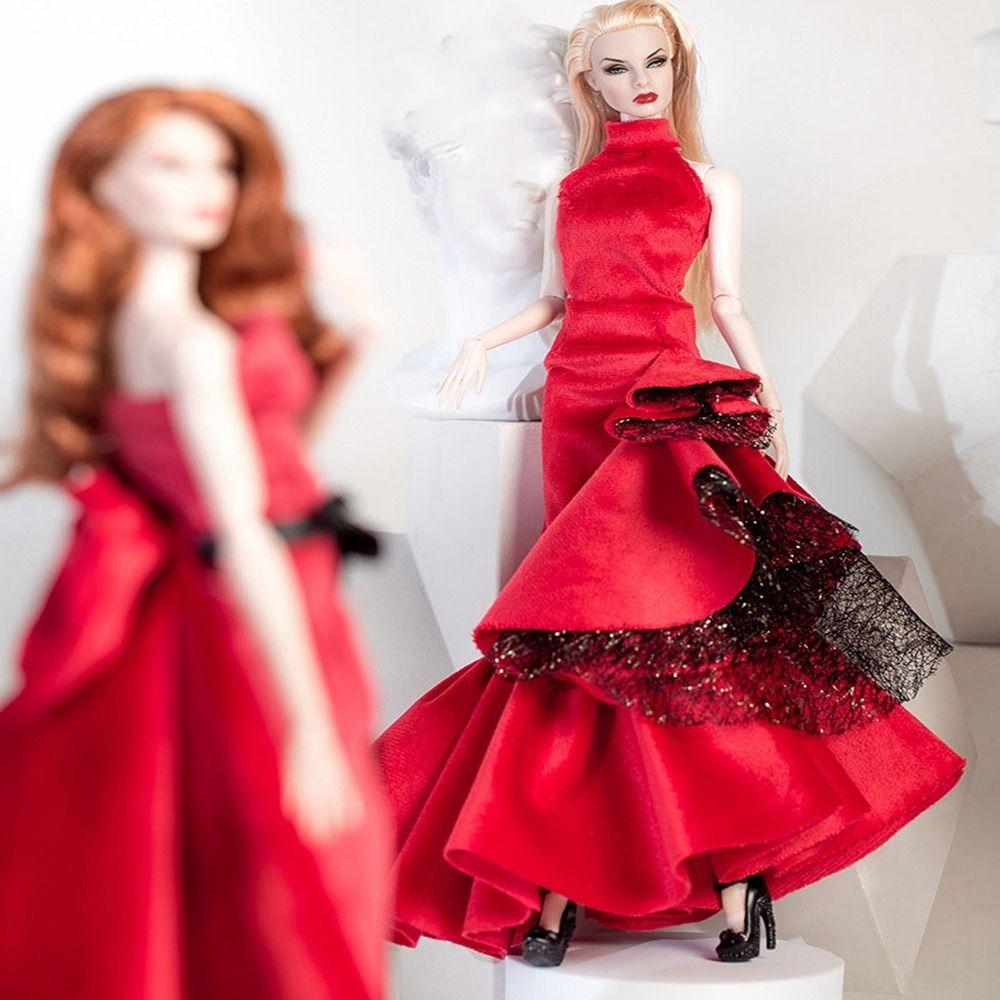 Luxury Lace Wedding Dresses Red Doll Accessories Set  For 30cm Supermodel Doll/for 1/6 BJD Dolls