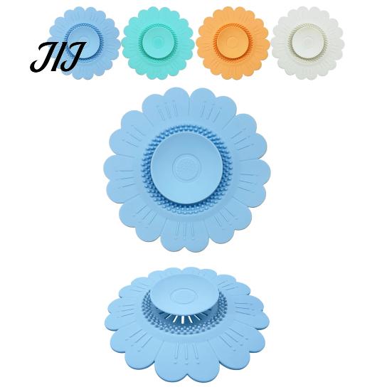 Silicone Floor Drain Cover Sunflower Mat, Bionic Petal Design Anti-Clog Sink Kitchen Accessory Hair Filter, Odor-Proof Drainage Protector for