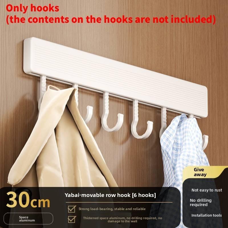 Space Aluminum Wall Hook Set With Strong Adhesive No Drilling Suitable For Bathroom And Closet Storage