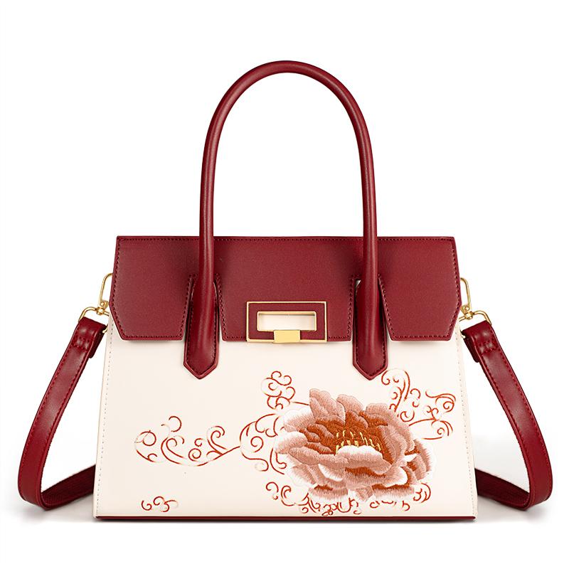 

Подарок на День матери премиальная вышитая красная сумка женская невеста большая вместимость для матери среднего возраста свадебная сумочка