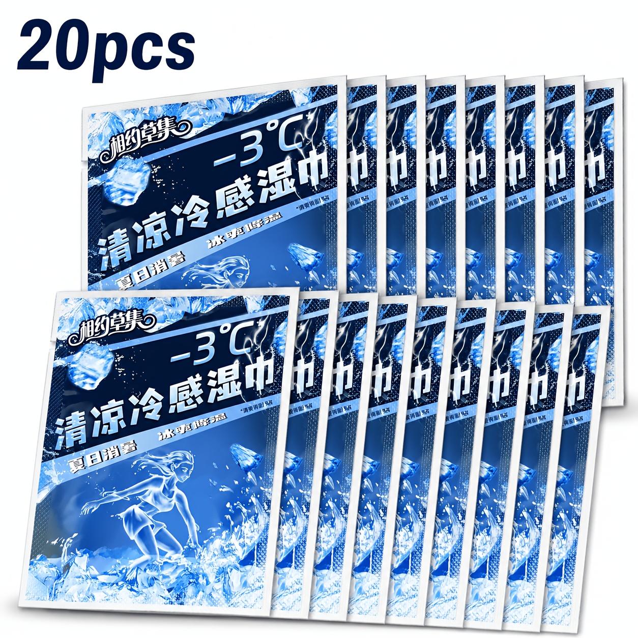 20Pcs Instant Cooling Wipes Summer Heat Relief Body Refreshing Wet Towels 20pcs-14x12cm