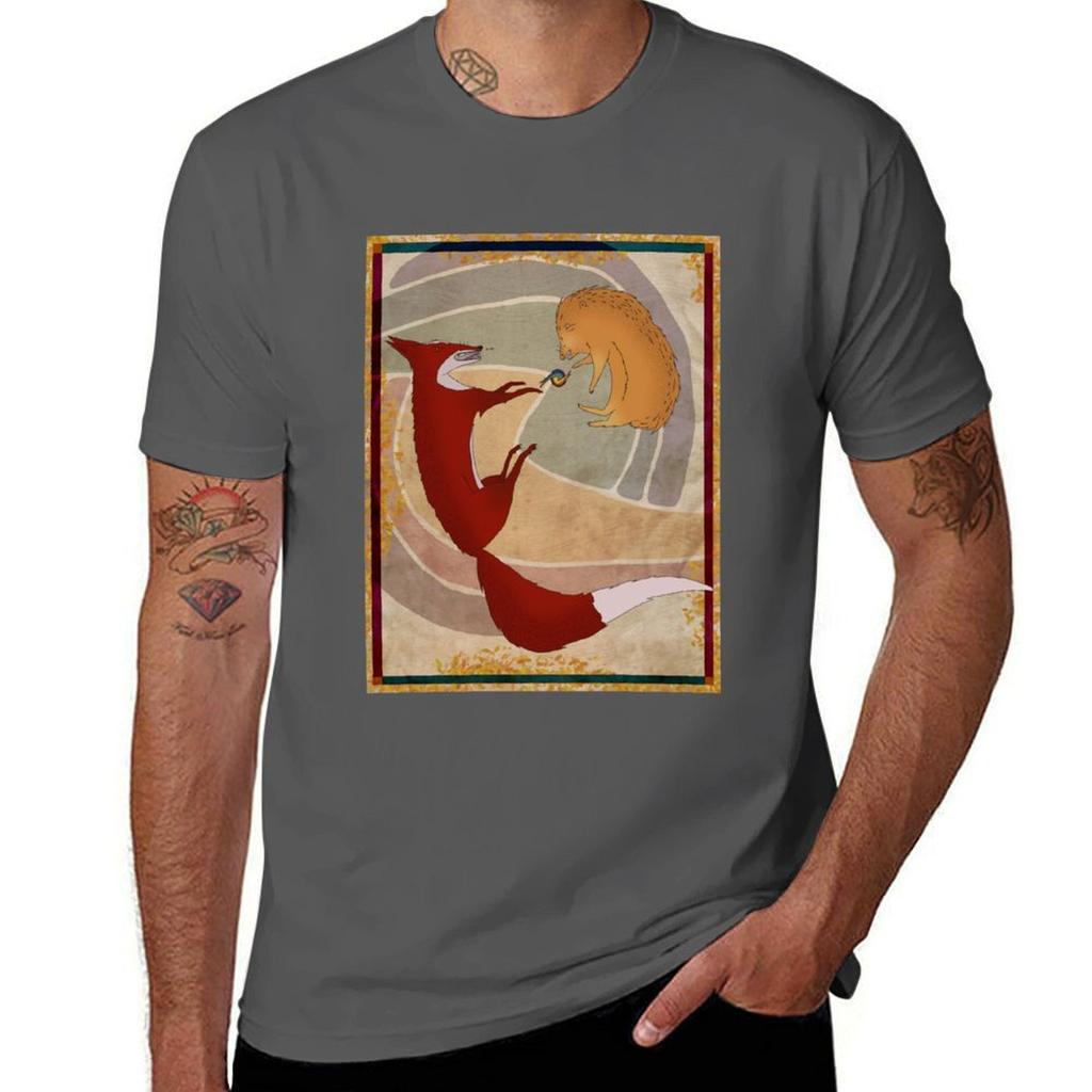 Fox And Hedgehog Playfighting Or Serious Tshirt Quick Dry Training Short Sleeve Tee Tshirt