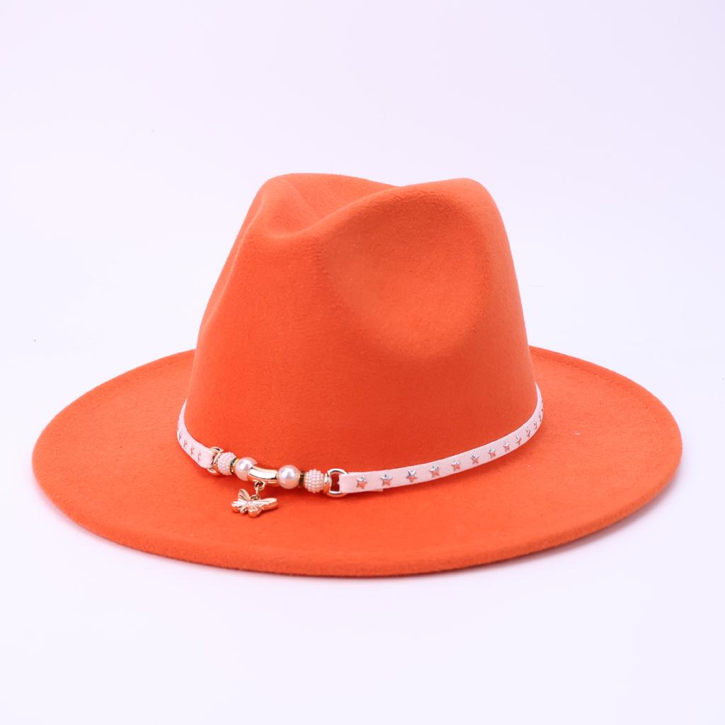 European And American Fashion Flat Top Hat Female British French Celebrity Temperament Felt Hat Autumn And Winter Versatile Warm Jazz Hat