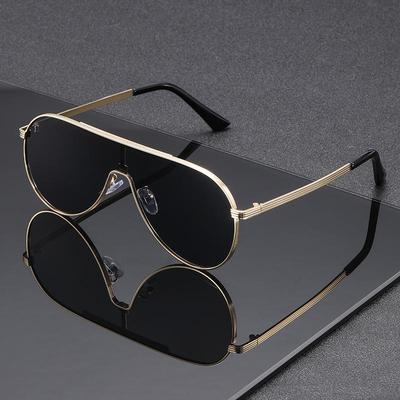 2025 Trendy One-Piece Pilot Sunglasses - Metal Frame, Internet Celebrity Style, Unique Design