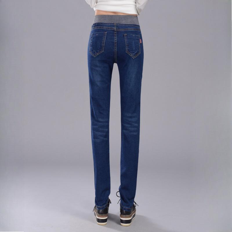 Jarní a podzimní džíny s vysokým pasem, dámské skinny kalhoty a nadměrné džínové kalhoty s volným pasem pro baculaté dívky