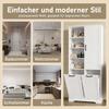 78 x 35 x 172 cm Bathroom Cabinet, Moisture-Resistant Paint, Double Laundry Basket, Four Open Compartments, One Door, Adjustable Shelves, White