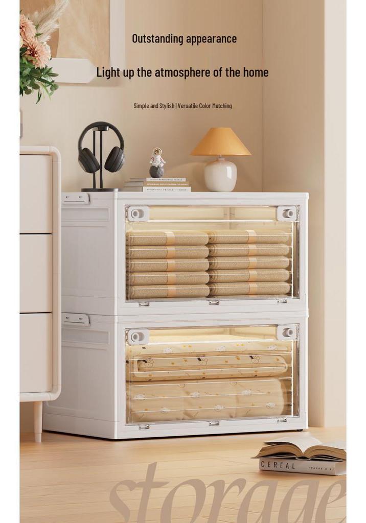 Portable Transparent Book Storage Box with Wheels and Dustproof Cover