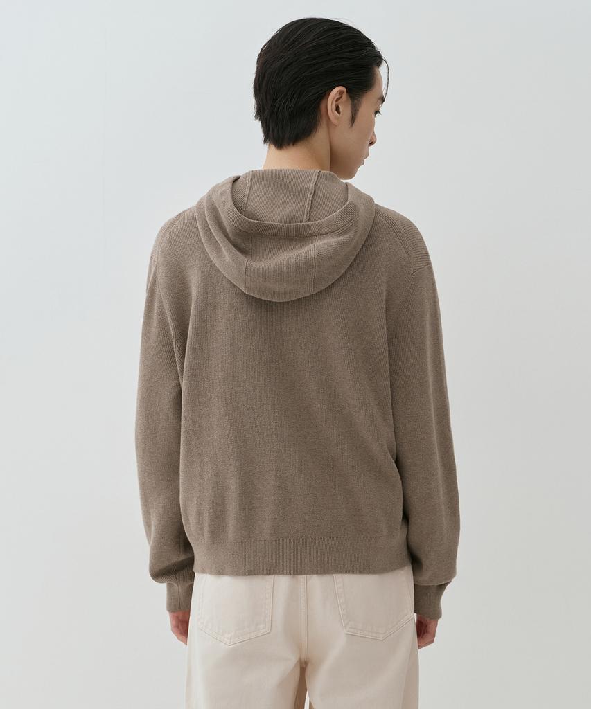 MUSINSA STANDARD Washable Supima Cotton Knit Hooded Zip-Up [Heather Beige]
