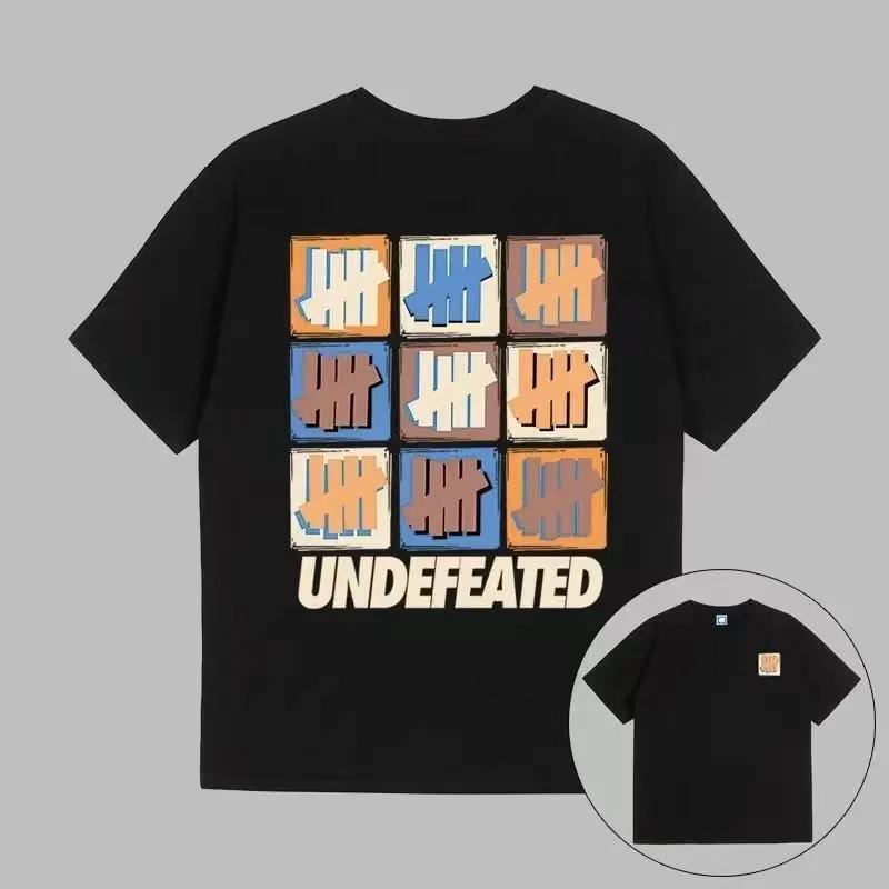 Męski T-shirt Hip Hop z krótkim rękawem na lato, klasyczny, z bawełny, z nadrukiem liter UNDEFEATED, topy Y2K, męskie i damskie T-shirty oversize