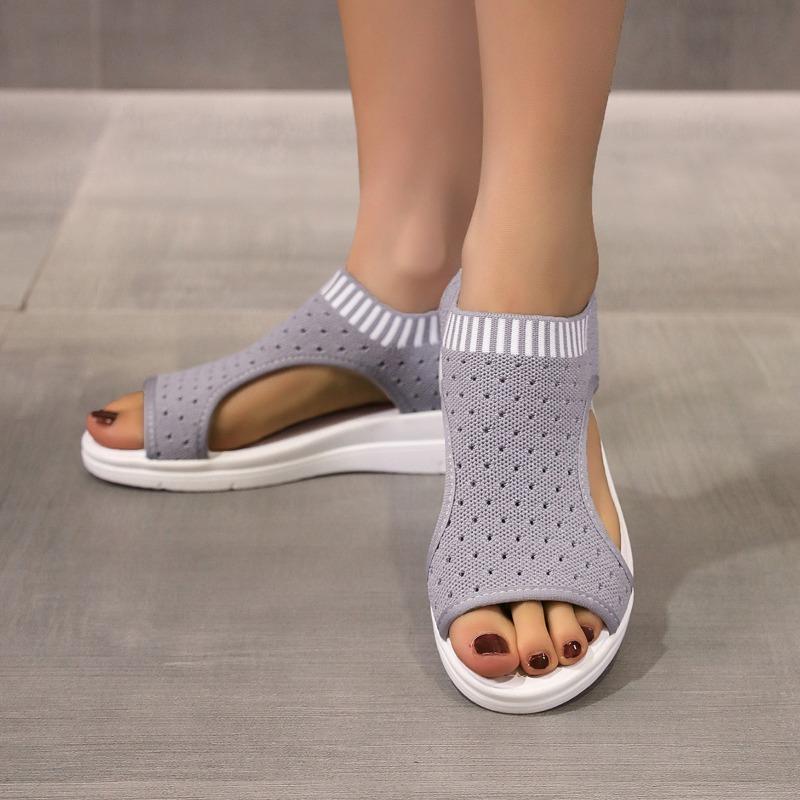 Fashion 2025Sandals Women Summer  New Open Toed Flat Roman   Flying Woven Hollow Platform Sports Sandals Flat