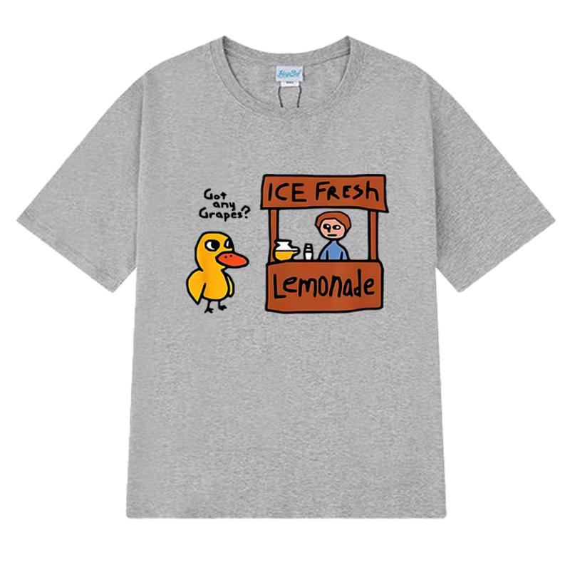 T-shirt d'été drôle et mignon canard a-t-il des raisins pour femmes harajuku t-shirts à manches courtes harajuku hauts unisexes