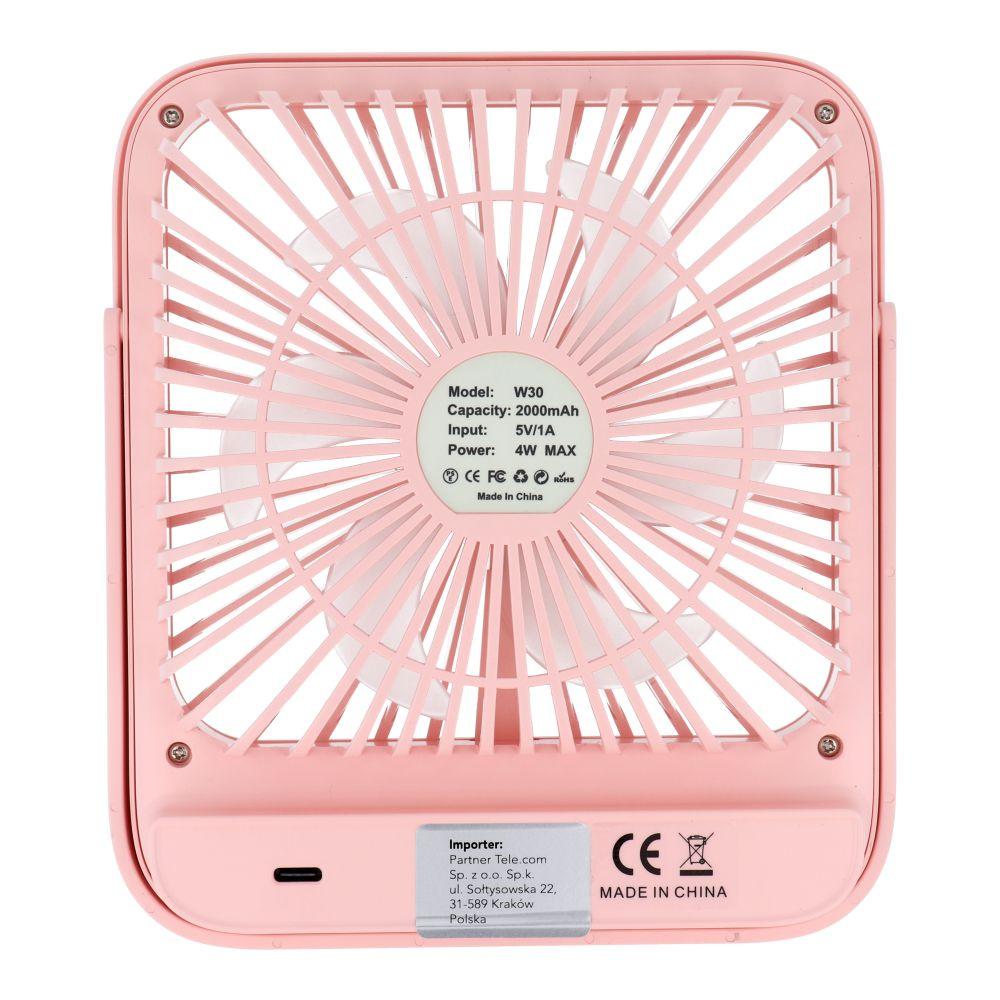 Desk fan, W30, with adjustable stand, pink