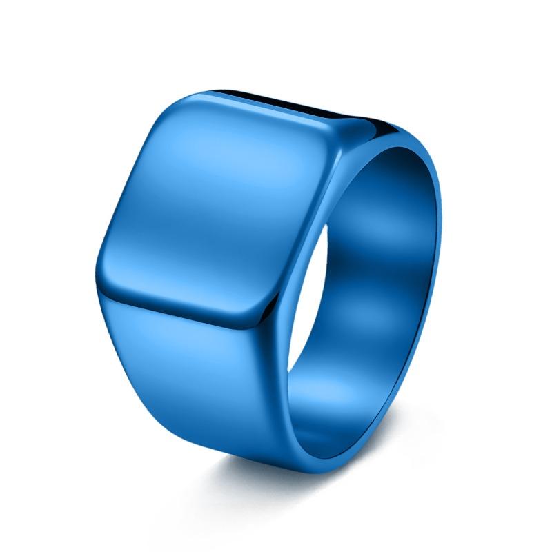 Ювелирное изделие из титановой стали минималистичное полированное квадратное мужское кольцо - полированное кольцо из титановой стали no. 6 синий