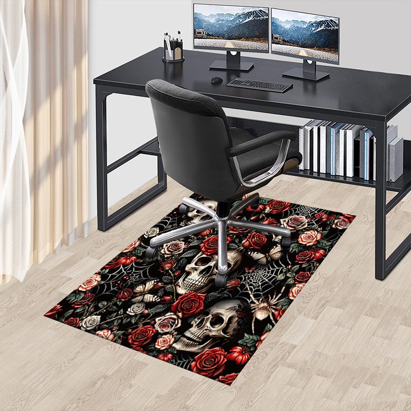 1PC Skull Flowers Non-Slip Floor carpet, Office, family, bedroom, Studio - Large Area Rug,  Decorative Mat, Longlasting Material-C0412