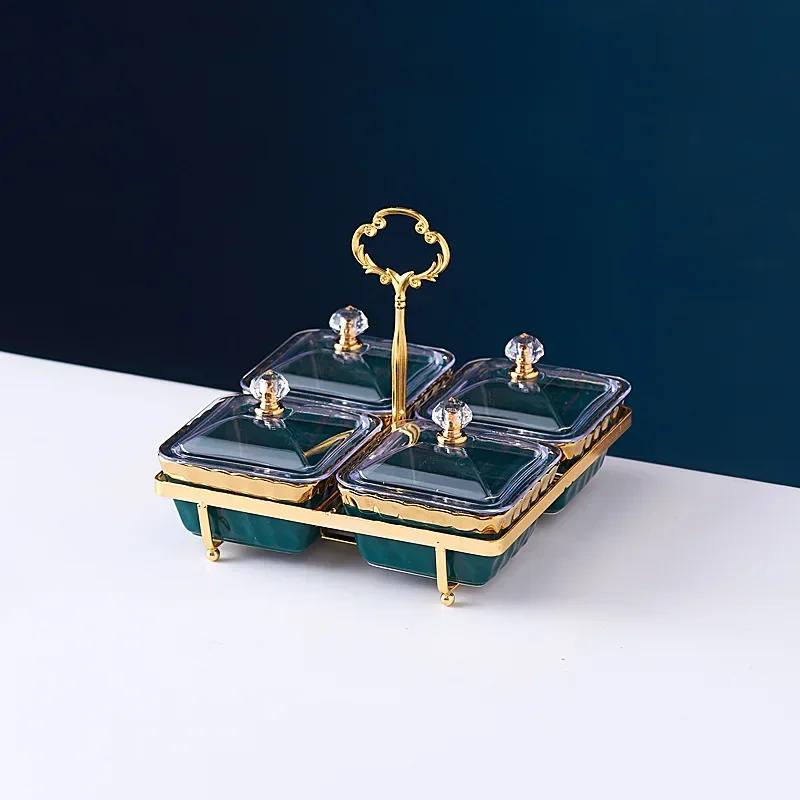 Ceramic Compartmented Fruit Plate Trays for Serving Food Snack Dish Ceramic Dishes To Eat Plates Bowl Tray Dry Tableware Kitchen