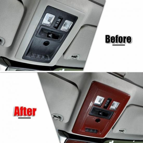 Front Rear Reading Light Panel Cover Trim for Dodge RAM 1500 2010-15 Red Carbon