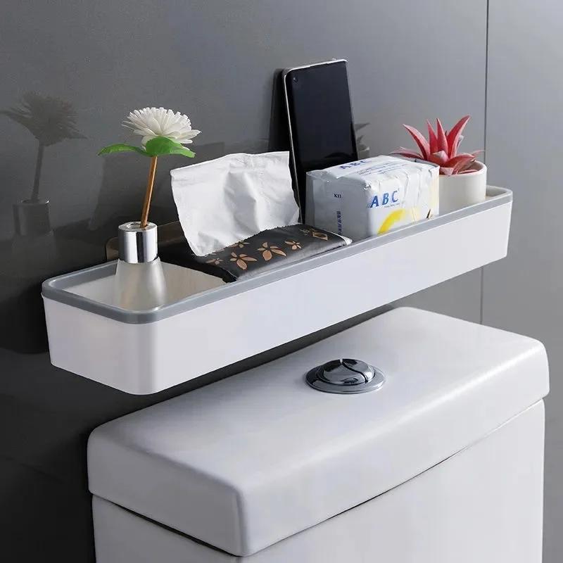 1 Stück Toilette Badezimmer Aufbewahrungsschrank Regal Wandhängend Lochfrei Multifunktionales Artefakt Über Toilettenregal Weißes Regal Organizer
