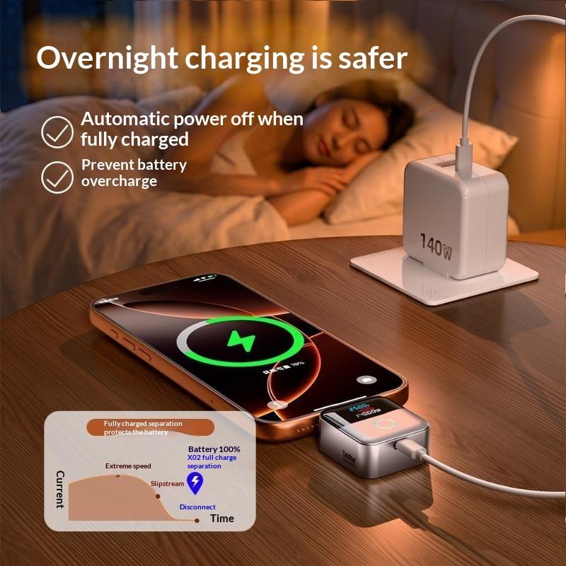 Séparateur de charge complète 140 W Arrêt automatique intelligent Séparateur de charge de téléphone Type-C Charge rapide Câble de données Protection contre la surcharge
