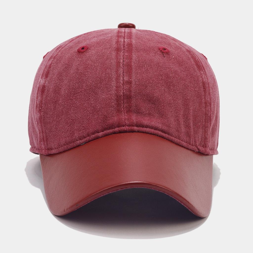 Retro Leather Hat Contrasting Color Soft Top Baseball Cap Showing Small European and American Fashionable Baseball Cap Covering Men and Women