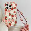 Strawberry Fruit Wrist Chain Phone Case For Motorola Moto Edge 50 Fusion Pro Ultra G84 G14 G75 G35 G05 G15 G22 G24 G54 G34 E13