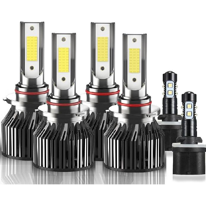 Compatible For Chevy Silverado 1500 2500HD 2007 2008 2009 2010 2011 2012 2013 2014 2015 Bulbs, 9005 H11 High/Low Beam With 5202 Fog Light Bulbs, 600%